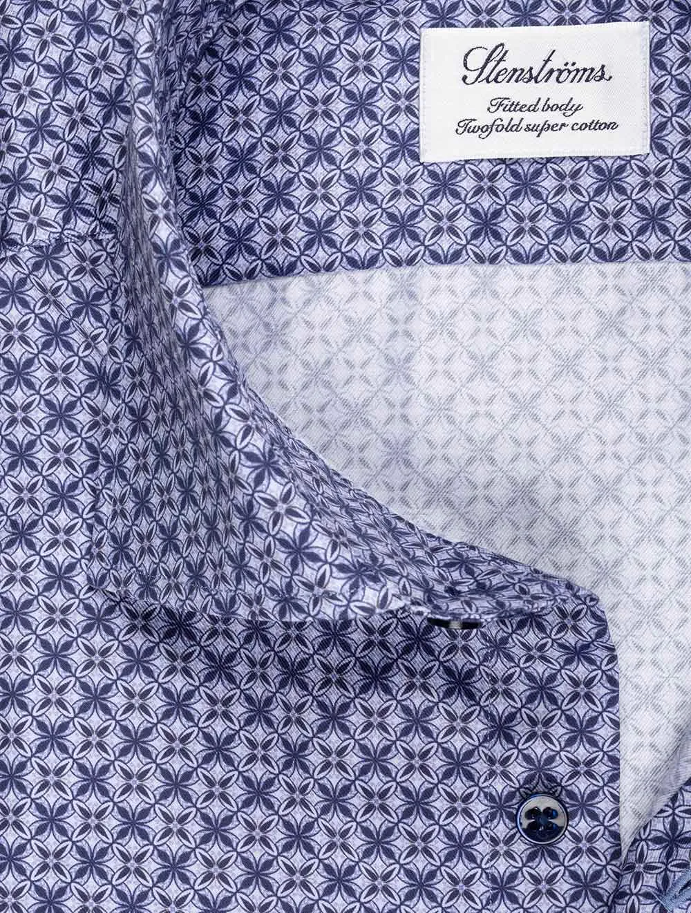 Fitted Pattern Shirt Navy 141