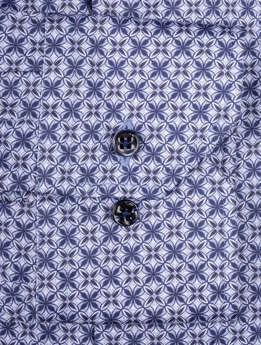 Fitted Pattern Shirt Navy 141